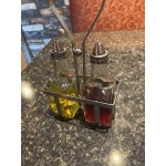 Choice 16 oz. 3 Piece Oil & Vinegar Cruet Set with Rack Choice 16 oz. 3 Piece Oil & Vinegar Cruet Set with Rack