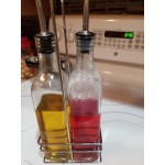 Choice 16 oz. 3 Piece Oil & Vinegar Cruet Set with Rack Choice 16 oz. 3 Piece Oil & Vinegar Cruet Set with Rack