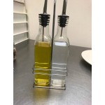 Choice 16 oz. 3 Piece Oil & Vinegar Cruet Set with Rack Choice 16 oz. 3 Piece Oil & Vinegar Cruet Set with Rack