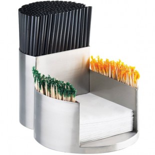 Cal-Mil 1853-55 Mixology Stainless Steel Napkin, Straw, and Toothpick Organizer - 7 1/4