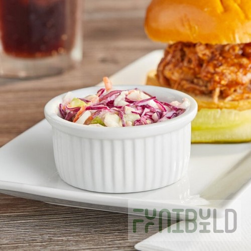 Acopa 4.5 oz. Bright White Fluted Porcelain Ramekin - 48/Case