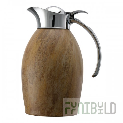 Service Ideas Nicollet 33.8 oz. Travertine Marble Stainless Steel Insulated Carafe / Server with Flip Top Lid NIC10BSMB