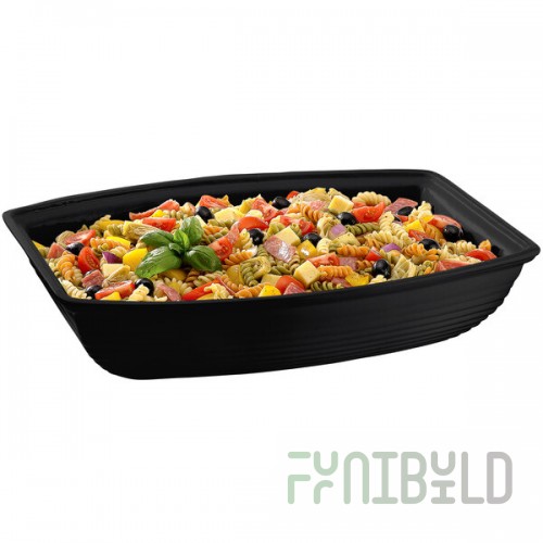 TableCraft CW3190BK 10.5 Qt. Black Cast Aluminum Oblong Salad Bowl