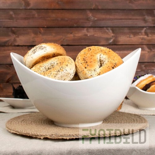 10 Strawberry Street WTR-13CUTOUTBWL Whittier 2 Qt. White Porcelain Curve Bowl with Cut Outs - 4/Case