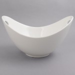 10 Strawberry Street WTR-13CUTOUTBWL Whittier 2 Qt. White Porcelain Curve Bowl with Cut Outs - 4/Case