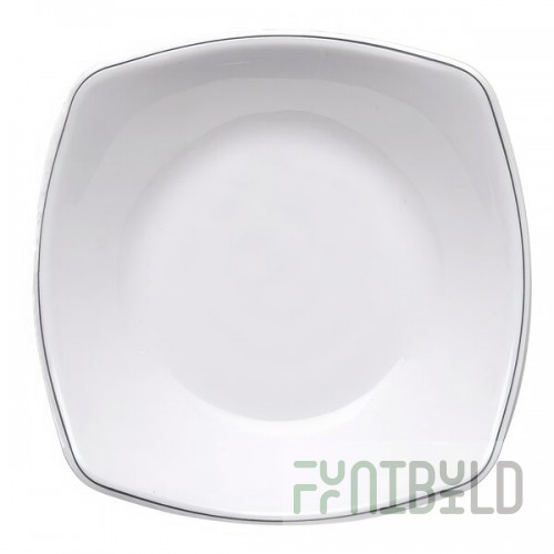Elite Global Solutions SB5075L Viva 40 oz. White Curved Square Bowl with Black Trim - 6/Case