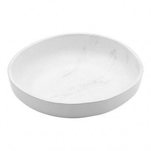 American Metalcraft Mix & Matte 235 oz. White Marble Melamine Bowl American Metalcraft Mix & Matte 235 oz. White Marble Melamine Bowl