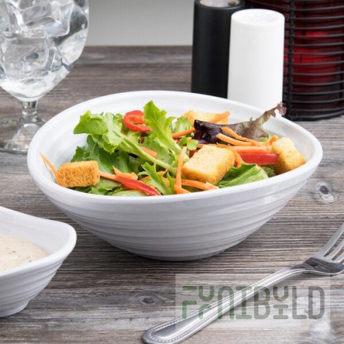 Elite Global Solutions DS725-W Swirl 23 oz. White Oblong Melamine Bowl - 6/Case
