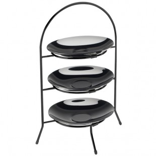 Cal-Mil 977-8-13 Iron Three Tier Black Wire Bowl and Plate Display - 8 3/4 Cal-Mil 977-8-13 Iron Three Tier Black Wire Bowl and Plate Display - 8 3/4