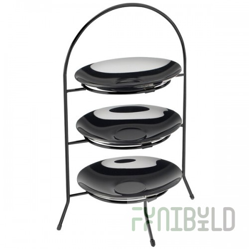 Cal-Mil 977-8-13 Iron Three Tier Black Wire Bowl and Plate Display - 8 3/4