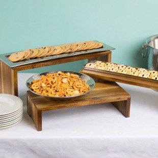 TableCraft RACA300 Acacia Wood 3-Piece Cascade Riser Set