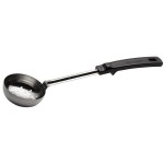 Vollrath 61170 4 oz. Black Perforated Round Stainless Steel Spoodle® Portion Spoon with Grip 'N Serve® Handle