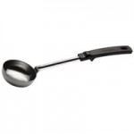 Vollrath 61170 4 oz. Black Perforated Round Stainless Steel Spoodle® Portion Spoon with Grip 'N Serve® Handle