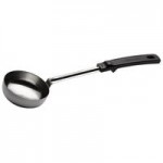 Vollrath 61170 4 oz. Black Perforated Round Stainless Steel Spoodle® Portion Spoon with Grip 'N Serve® Handle