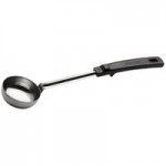 Vollrath 61170 4 oz. Black Perforated Round Stainless Steel Spoodle® Portion Spoon with Grip 'N Serve® Handle