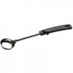 Vollrath 61170 4 oz. Black Perforated Round Stainless Steel Spoodle® Portion Spoon with Grip 'N Serve® Handle