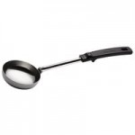 Vollrath 61170 4 oz. Black Perforated Round Stainless Steel Spoodle® Portion Spoon with Grip 'N Serve® Handle