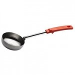 Vollrath 61170 4 oz. Black Perforated Round Stainless Steel Spoodle® Portion Spoon with Grip 'N Serve® Handle