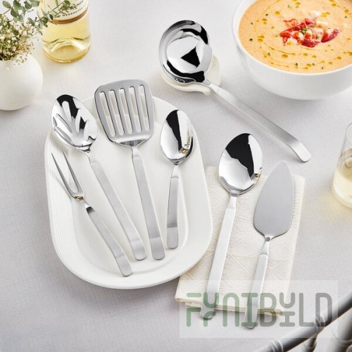 Acopa Skyscraper 7-Piece 18/8 Stainless Steel Extra Heavy Weight Serving Utensils Set