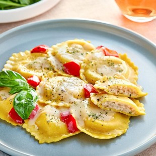 Seviroli Shrimp and Roasted Garlic Hexagon Ravioli 2.25 lb. - 2/Case Seviroli Shrimp and Roasted Garlic Hexagon Ravioli 2.25 lb. - 2/Case