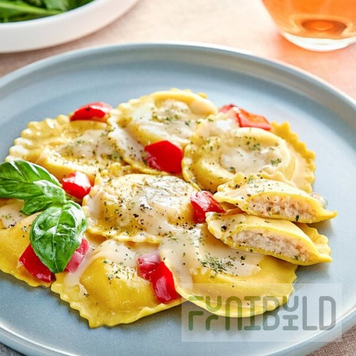 Seviroli Shrimp and Roasted Garlic Hexagon Ravioli 2.25 lb. - 2/Case