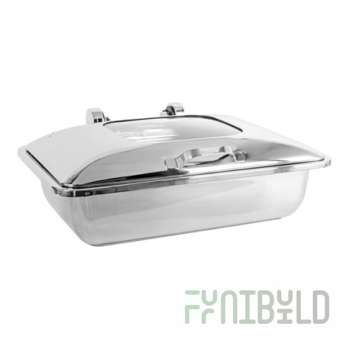 Smart Buffet Ware Smart W by Front of the House 8.5 Qt. Rectangle Induction Chafer with Tempered Glass Lid and Stainless Steel Food Pan BCH013MSS18