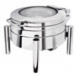 Eastern Tabletop 3979GS Jazz Swing 4 Qt. Stainless Steel Round Chafer with Pillar'd Stand and Hinged Glass Dome Cover Eastern Tabletop 3979GS Jazz Swing 4 Qt. Stainless Steel Round Chafer with Pillar'd Stand and Hinged Glass Dome Cover