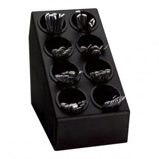 Dispense-Rite Black Polystyrene 8-Section Countertop Flatware / Condiment Organizer CTSH-8BT