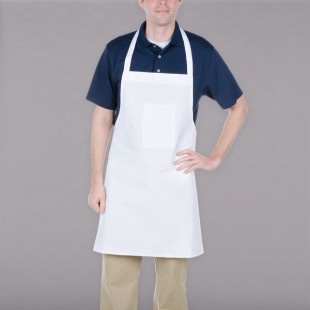 Chef Revival White Poly-Cotton Customizable Bib Apron with 1 Pocket - 38