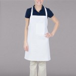 Chef Revival White Poly-Cotton Customizable Bib Apron with 1 Pocket - 38