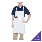Chef Revival White Poly-Cotton Customizable Bib Apron with 1 Pocket - 38