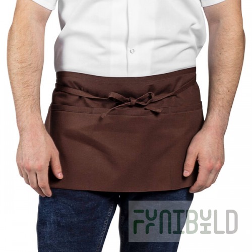 Uncommon Chef 3067 Brown Customizable Waist Apron with 3 Pockets - 11