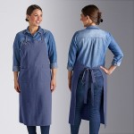 Acopa Ashville Ocean Linen Adjustable Bib Apron with 2 Pockets - 34