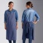 Acopa Ashville Ocean Linen Adjustable Bib Apron with 2 Pockets - 34