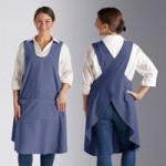 Acopa Ashville Ocean Linen Adjustable Bib Apron with 2 Pockets - 34
