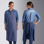 Acopa Ashville Ocean Linen Adjustable Bib Apron with 2 Pockets - 34