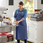 Acopa Ashville Ocean Linen Adjustable Bib Apron with 2 Pockets - 34