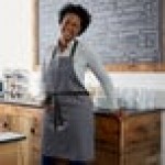 Choice Gray Poly-Cotton Adjustable Bib Apron with 2 Pockets and Black Webbing Accents - 32