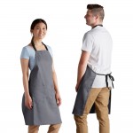 Choice Gray Poly-Cotton Adjustable Bib Apron with 2 Pockets and Black Webbing Accents - 32