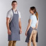 Choice Gray Poly-Cotton Adjustable Bib Apron with 2 Pockets and Black Webbing Accents - 32