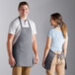Choice Gray Poly-Cotton Adjustable Bib Apron with 2 Pockets and Black Webbing Accents - 32