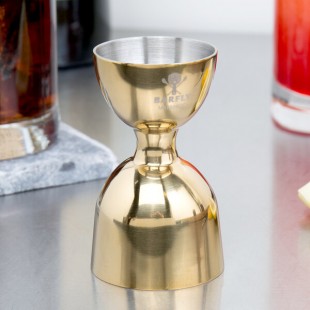 Barfly® M37006GD 1 oz. & 2 oz. Gold-Plated Heavy-Duty Straight Rim Bell Jigger Barfly® M37006GD 1 oz. & 2 oz. Gold-Plated Heavy-Duty Straight Rim Bell Jigger