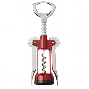 Franmara Chrome-Plated Wing Corkscrew with Red Enameled Body 2043-08