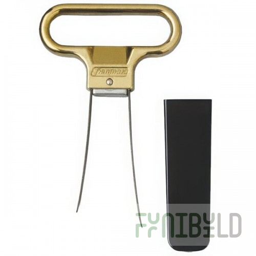 Franmara 2126 Ahh Super! Brass-Plated Two-Prong Customizable Cork Extractor with Black Sheath