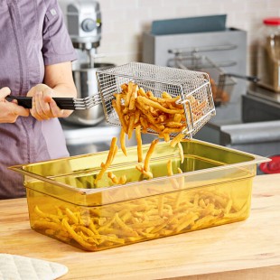 Carlisle 10402B13 StorPlus Full Size Amber High Heat Plastic Food Pan - 6 Carlisle 10402B13 StorPlus Full Size Amber High Heat Plastic Food Pan - 6