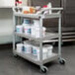Rubbermaid® FG342488PLAT Platinum Three Shelf Utility Cart / Bus Cart 33 x 18 x 37 (FG342488PLAT)