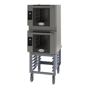 Cadco Bakerlux Station BLS-4HLD-2 Double Stacked 4-Shelf Half Size Heavy-Duty Digital Countertop Convection Ovens with LED Control Panels and Stand - 208-240V Cadco Bakerlux Station BLS-4HLD-2 Double Stacked 4-Shelf Half Size Heavy-Duty Digital Countertop Convection Ovens with LED Control Panels and Stand - 208-240V