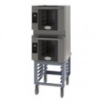 Cadco Bakerlux Station BLS-4HLD-2 Double Stacked 4-Shelf Half Size Heavy-Duty Digital Countertop Convection Ovens with LED Control Panels and Stand - 208-240V Cadco Bakerlux Station BLS-4HLD-2 Double Stacked 4-Shelf Half Size Heavy-Duty Digital Countertop Convection Ovens with LED Control Panels and Stand - 208-240V
