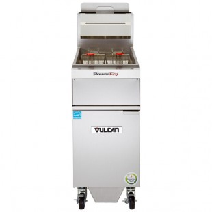 Vulcan 1VK45AF-1 PowerFry5 45-50 lb. Natural Gas Floor Fryer with Solid State Analog Controls and KleenScreen Filtration System - 70,000 BTU