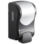 San Jamar SF970BKSS Summit Rely Black Manual Foam Hand Soap and Sanitizer Dispenser - 5 3/16